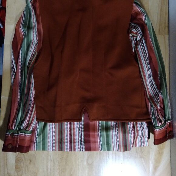 Vintage Jeanique Dots Pattern Polyester Disco Shirt & Career Gear Vest Combo - Picture 5 of 7